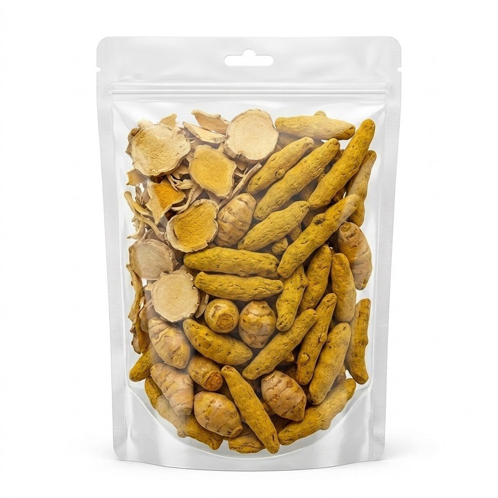 VIRAL MANJAL, GUNDU MANJAL, KASTURI MANJAL Turmeric Pack (Whole Rhizomes, Slices & Bulbs) – 100% Natural & Organic - 100g