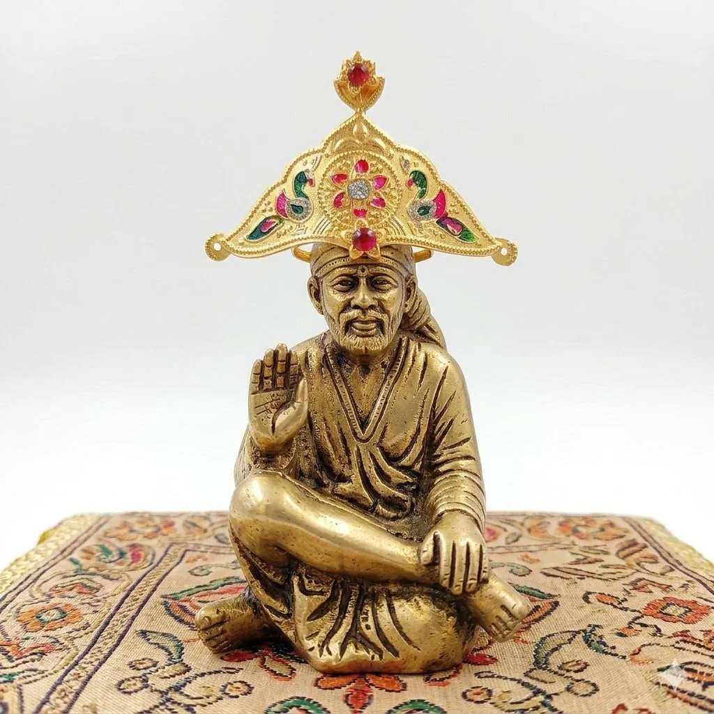 Goddess Mukut (Crown) for Idol Decoration - Peacock & Floral Design, Religious Collectible for Home & Office Puja