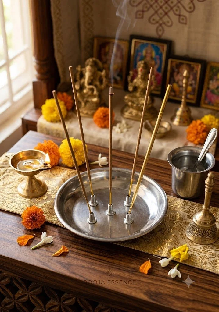 Incense Stick Holder Plate – Agarbatti Stand & Ash Catcher Tray for Pooja Room, Meditation, Home & Temple Decor