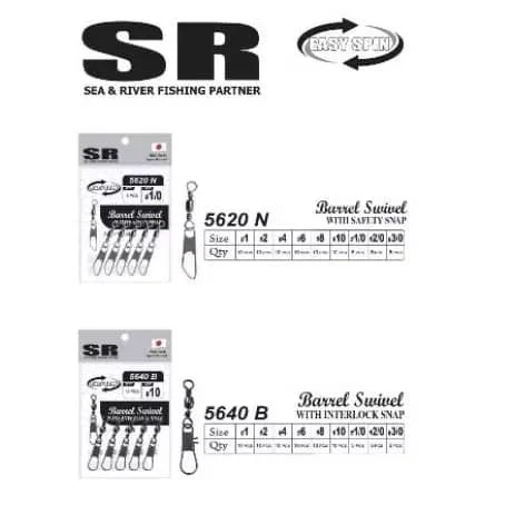 S R FISHING BARREL SWIVEL WITH INTERLOCK SNAP 5620B & 5620 N