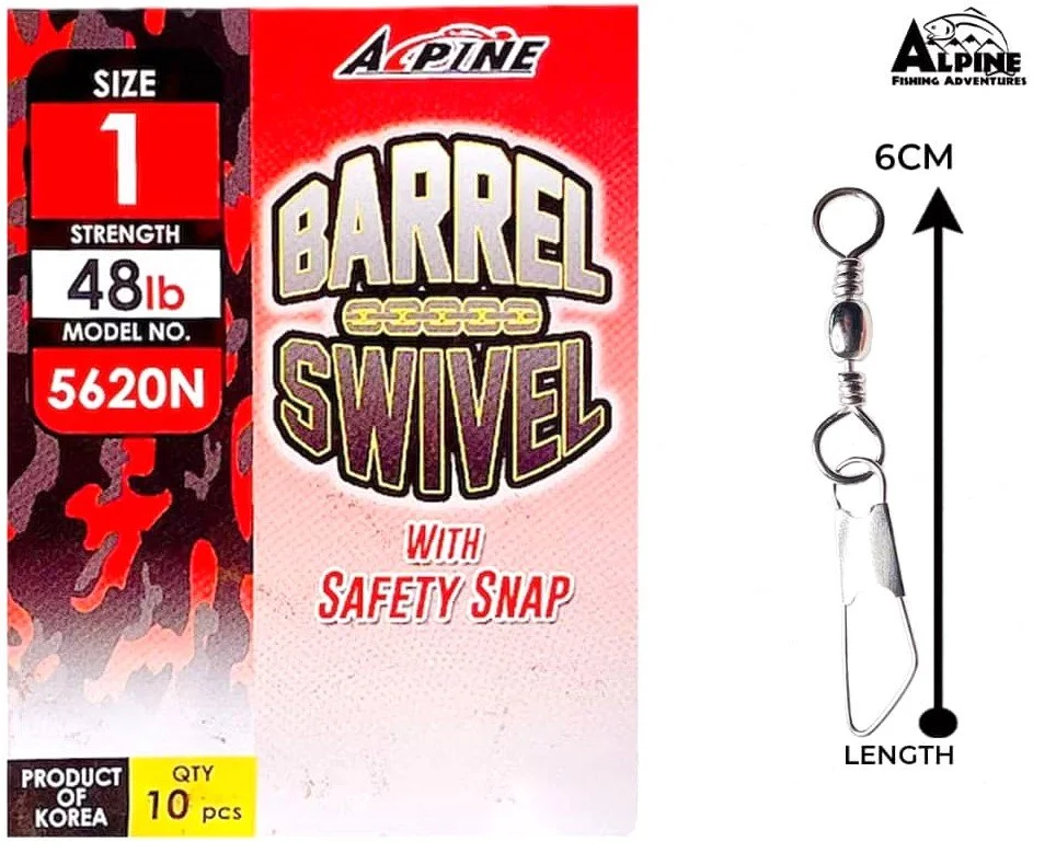 ALPINE FISHING BARREL SWIVEL  WITH SAFETY SNAP 5620 N
