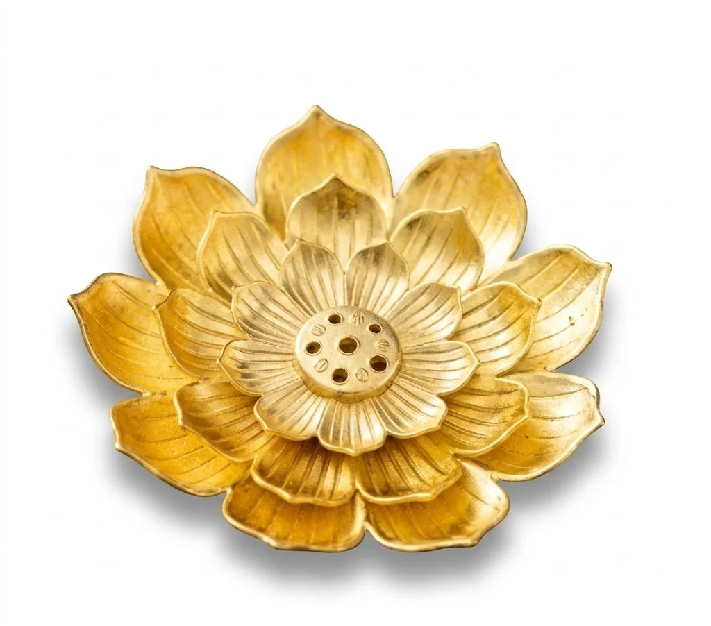 Premium Gold-Finish ALLOY Lotus Incense Holder – Elegant Decorative Home & Altar Ornament