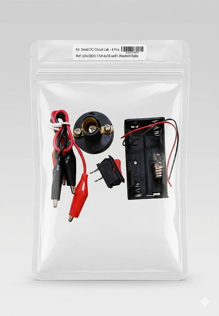 DIY DC Circuit Lab Kit -Battery Holder, Light Bulb Socket, Mini Switch,Alligator Clip Leads - Science STEM Learning Tool