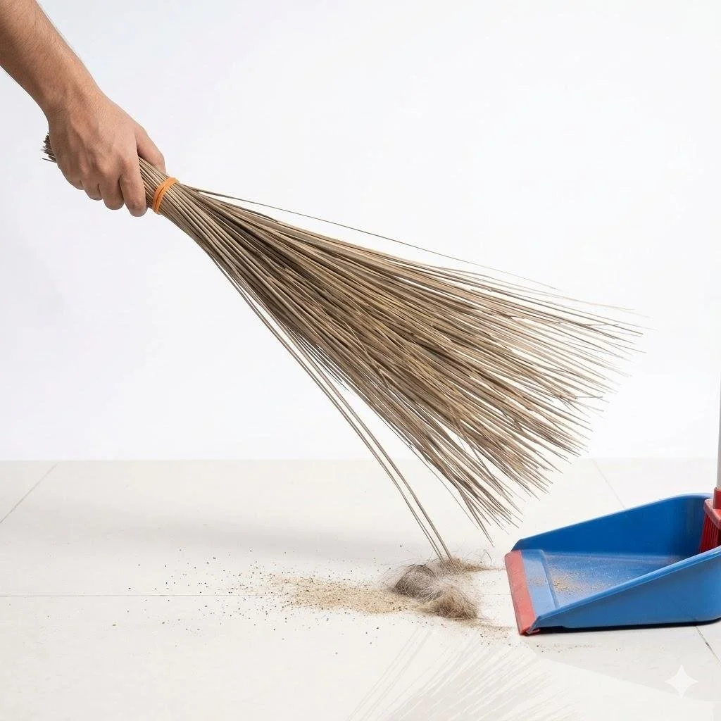 Coconut Leaf Stick Broom (Penyapu Lidi) - Outdoor & Indoor Garden Sweeper for Debris, Leaves, and Sand - Durable Traditional Eco-Friendly Cleaning Tool