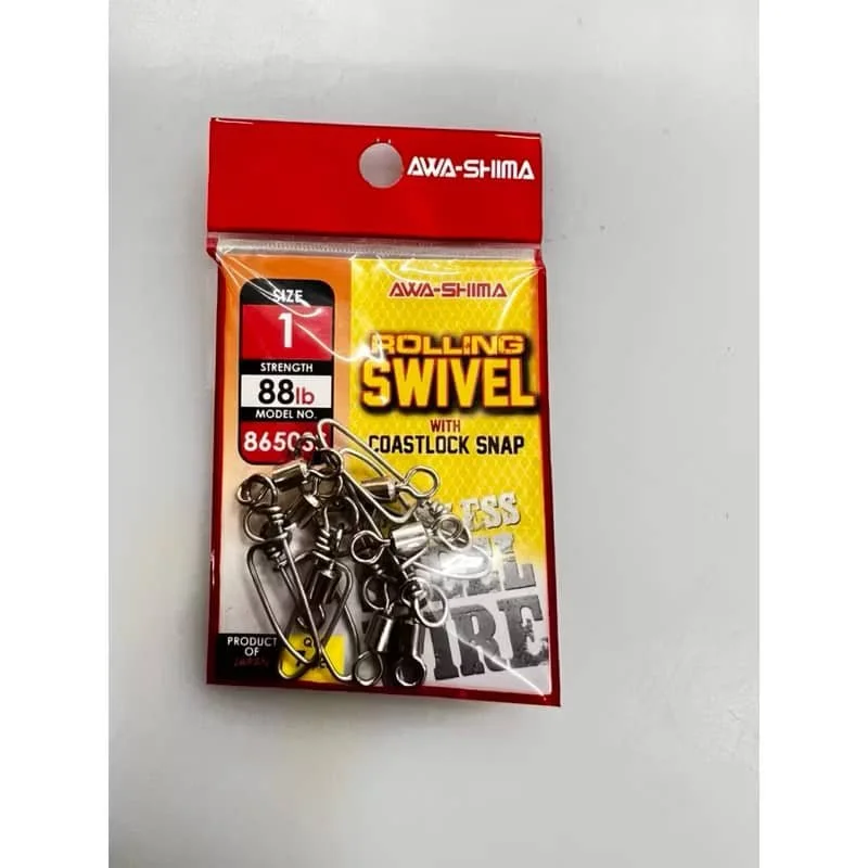 AWA- SHIMA  FISHING ROLLING SWIVEL WITH COASTLOCK SNAP  8650SS