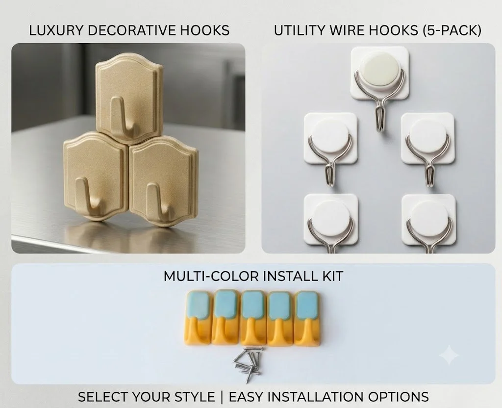 Home Organizing Utility Hooks – Decorative Hooks,Adhesive Hooks ,and Nail-In Wall Hooks | Kitchen, Bathroom, Home,Office