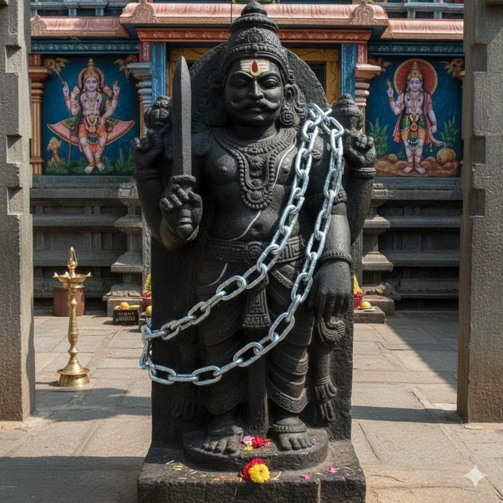 Aiya Link Chain – Sacred Sangili Karuppar Prayer Chain for Rituals and Spiritual Grounding