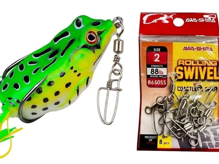 AWA-SHIMA High-Strength Rolling Swivels/Pin Mancing (8650SS) – Includes 1 FREE  Body Frog Lure