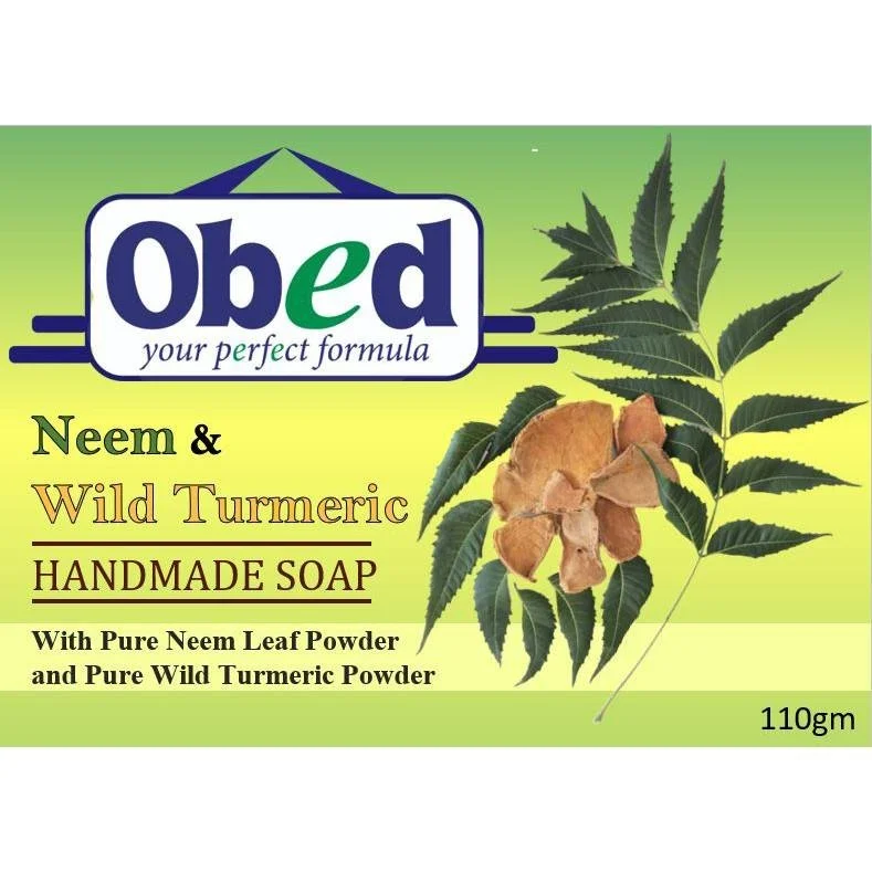 Obed Neem & Wild Turmeric Handmade Soap (110g) – Natural Skin Clearing & Brightening Bar with Pure Leaf Powder