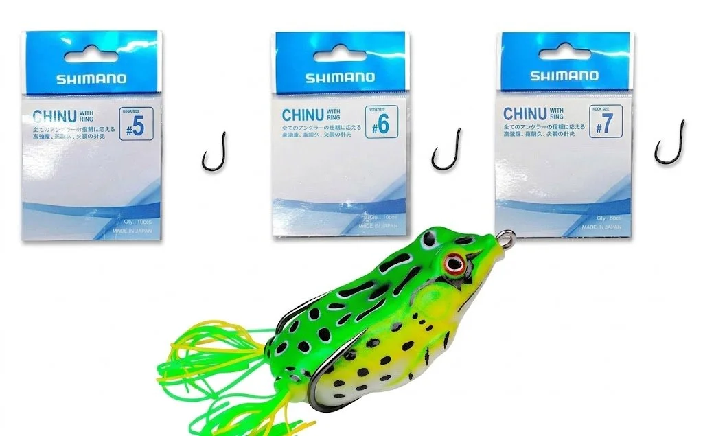 Shimano Chinu Hook with Ring (Sizes #5, #6, #7) - Includes Free Frog Lure