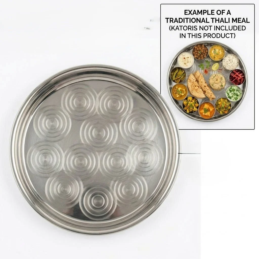 Traditional Round Dinner Plates  Stainless Stell with Swirl Etched Design (1set 3pcs)