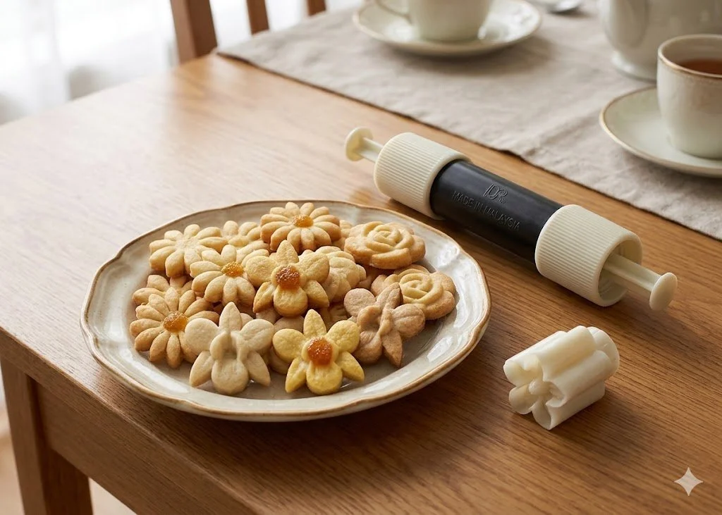 Flower Cookie Press (Rose Flower Cookies)-Baking Decorator for Beautiful Floral Cookies, Spring-Loaded Mechanism