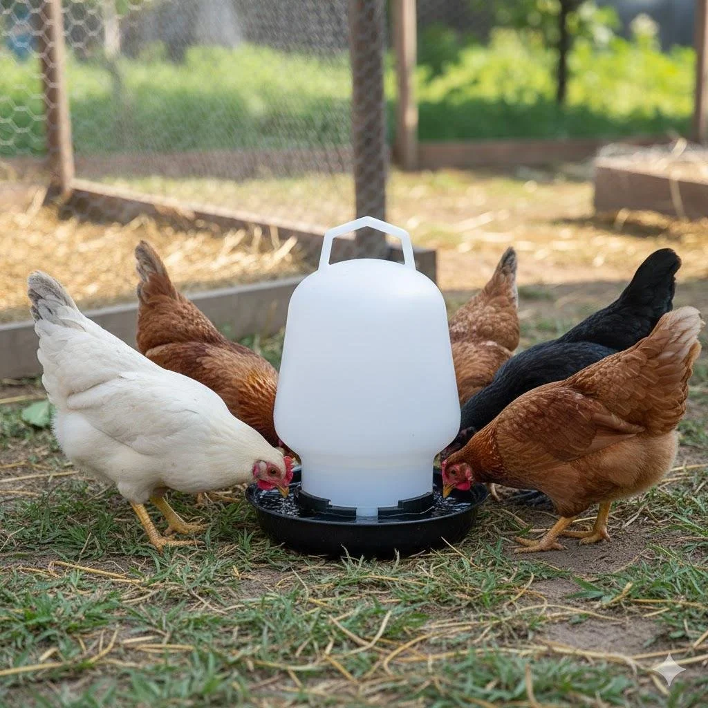 Chicken Waterer – Gravity-Fed Poultry Drinker for Chickens, Ducks & Hens | Bekas Minuman Haiwan Ternakan Mesra Pengguna