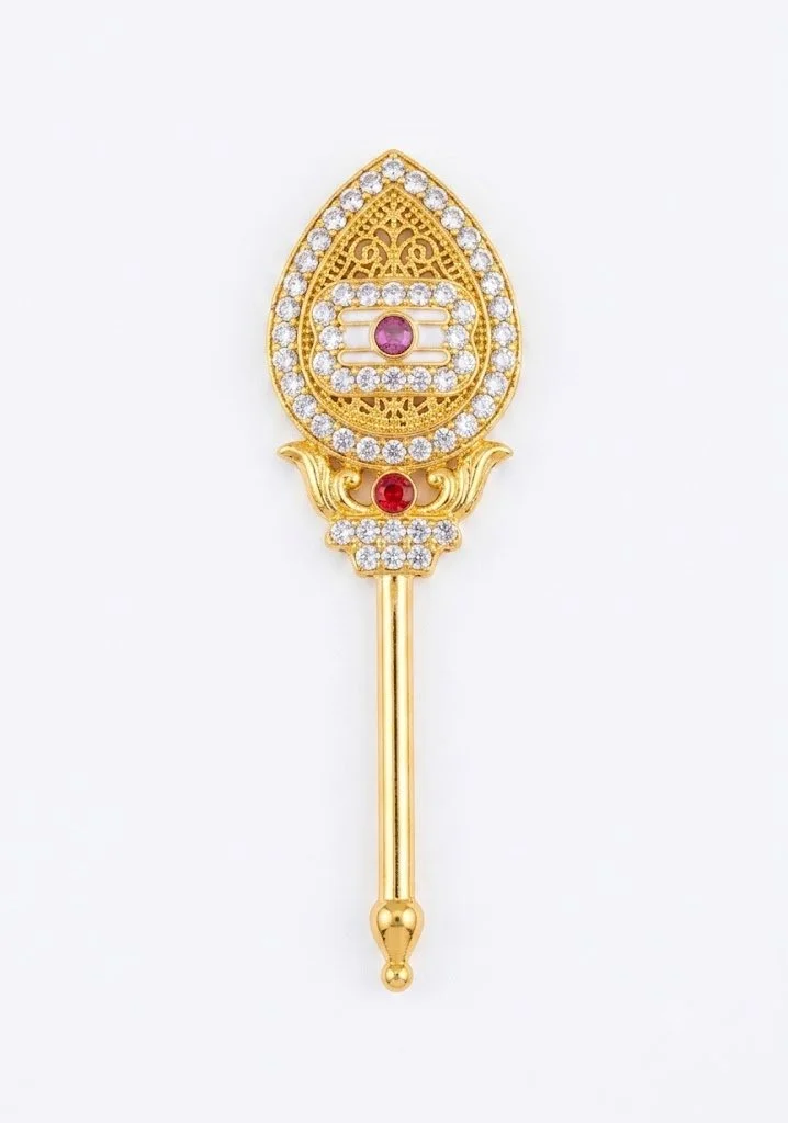 (7cm) Stone Studded Vel Spear for Home Pooja Altar & Car Dashboard - Lord Murugan Divine Symbol