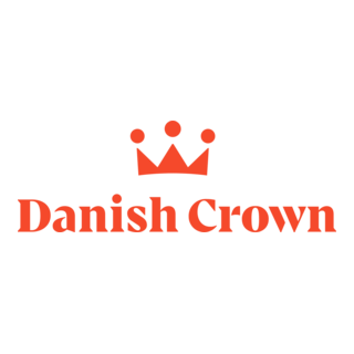 A logo featuring a red crown above the text 'Danish Crown' in red, bold letters.