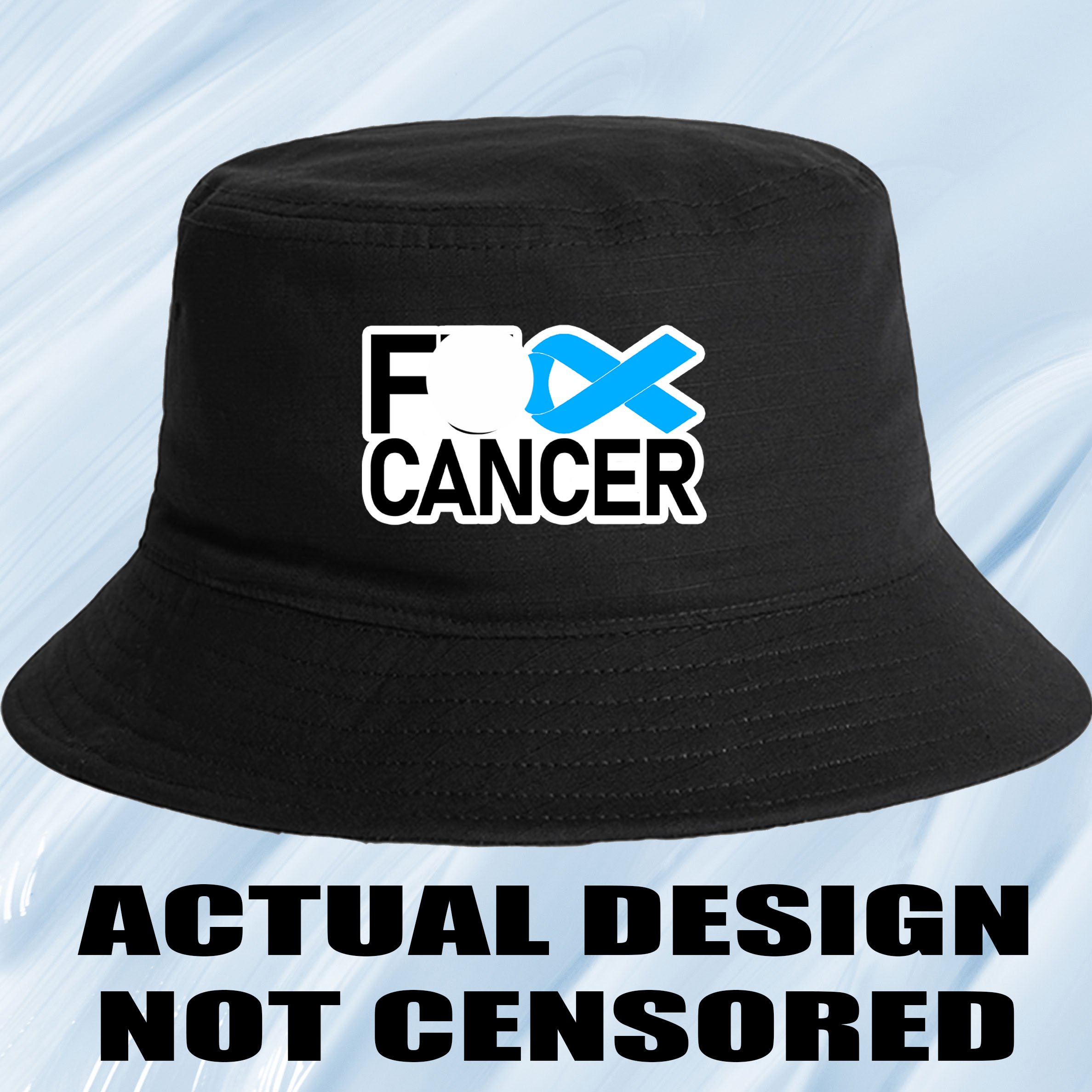fuck cancer blue J bucket hat .jpg