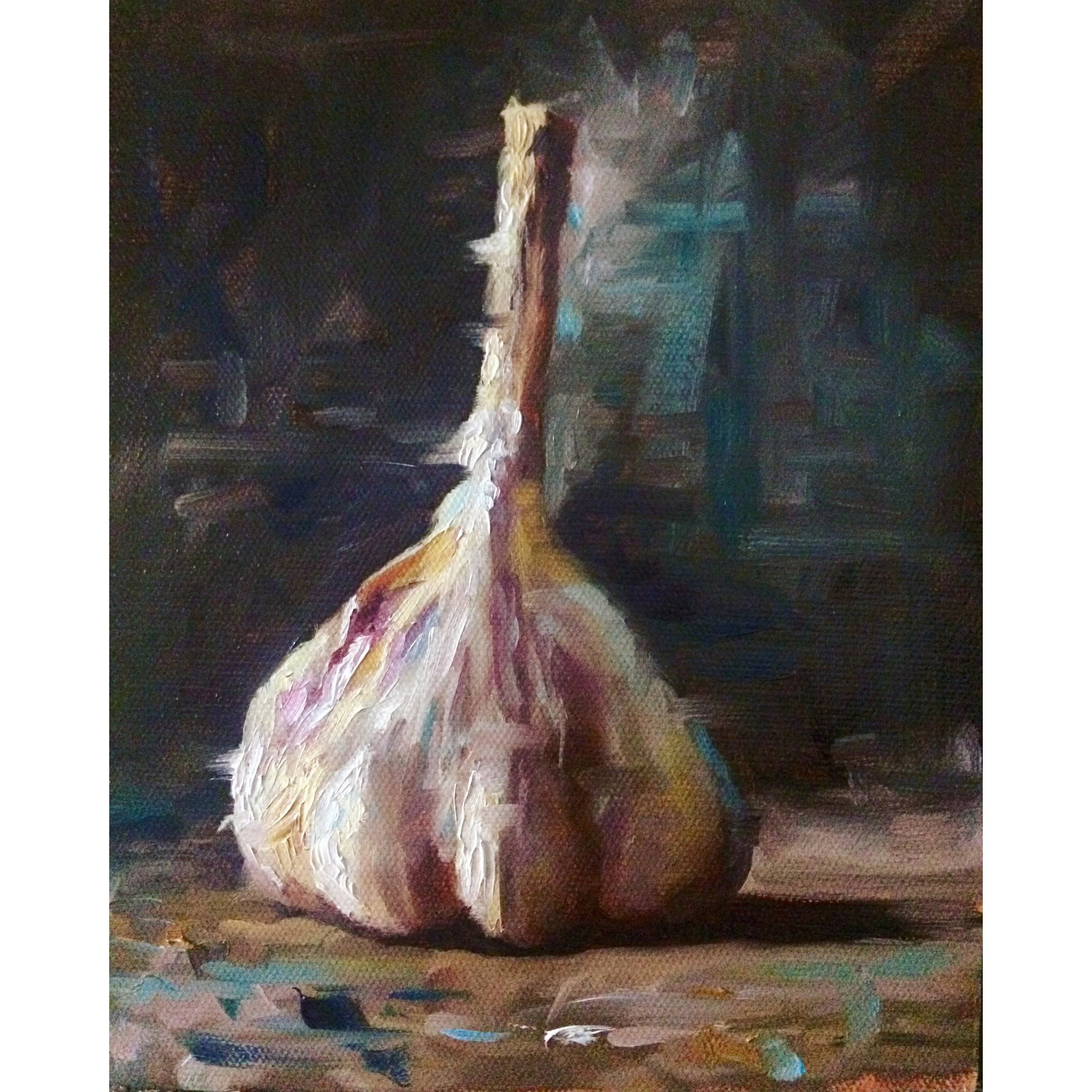 Garlic - 10 inches x 8 inches - Oil on Canvas 2024 - (Private Collection)