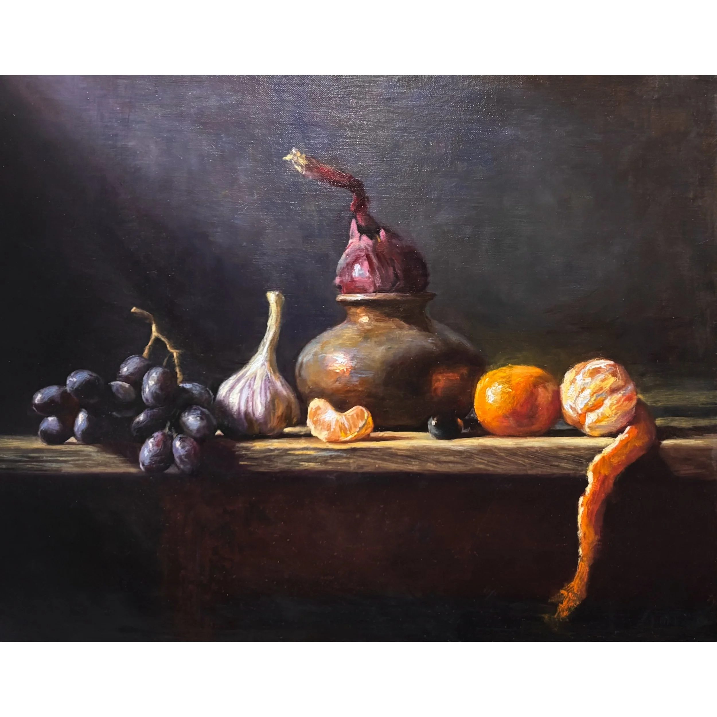 Copper vase with Red Onion 16 inches x 12 Inches - Oil on Wood Panel - 2026