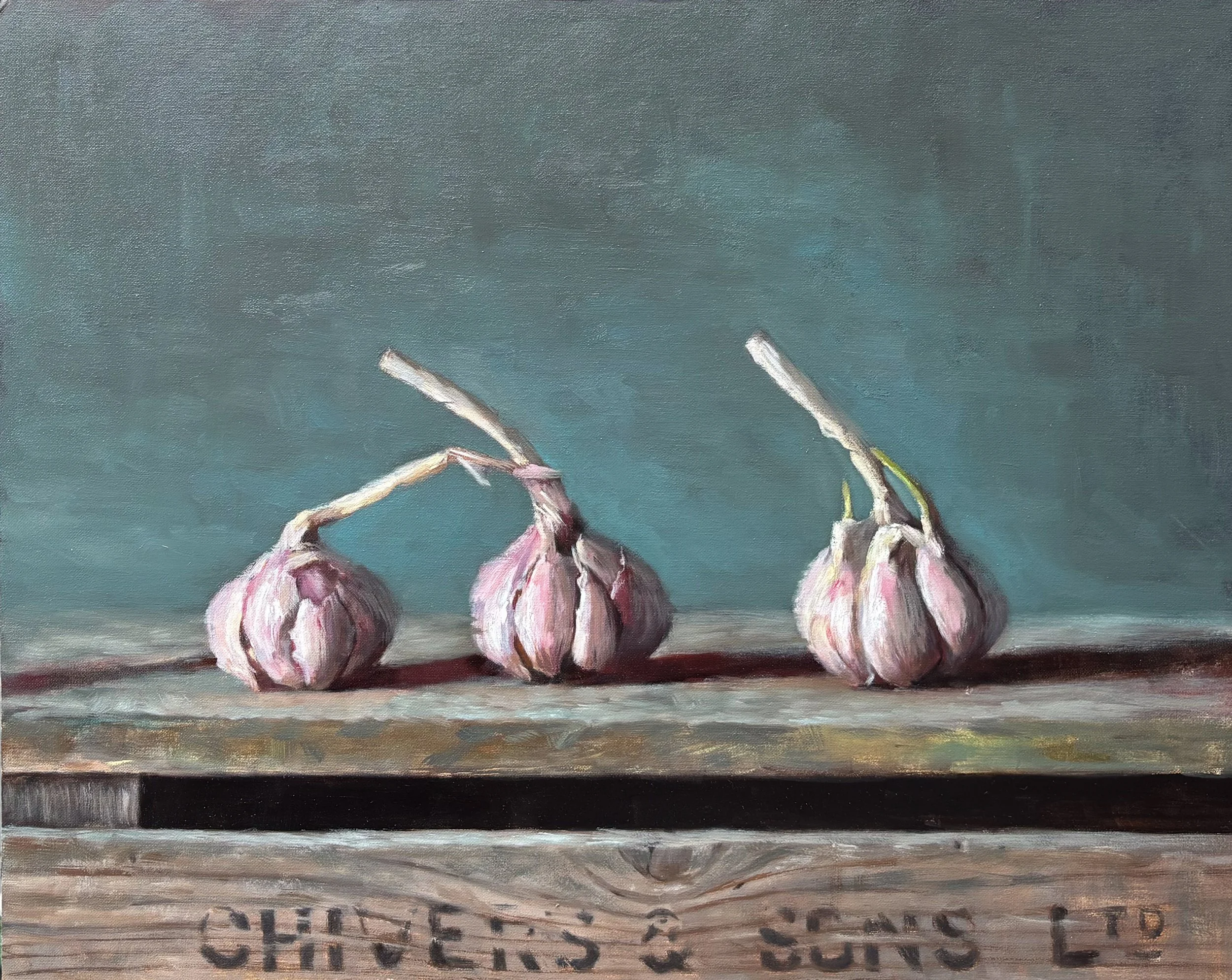 3 Garlics on a crate  · 2026