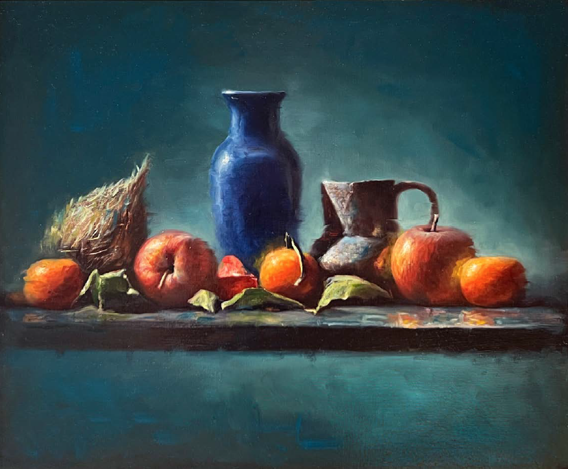 Blue Vase With Coconut