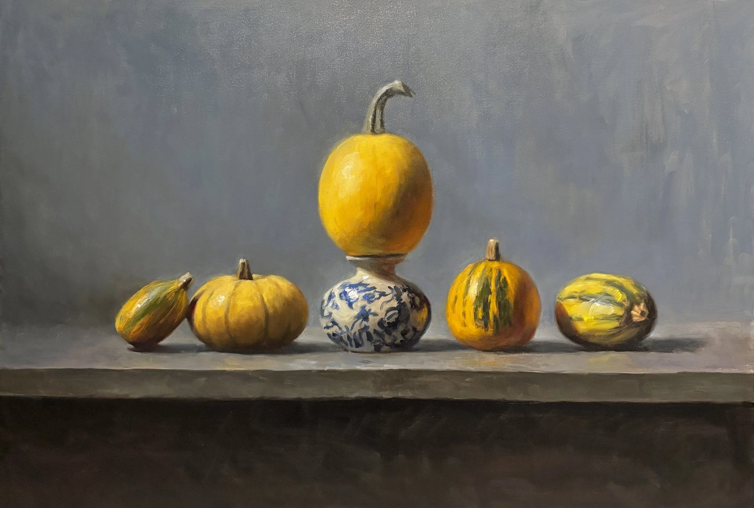 Squashes on Black Slate- 26 x 18 inches - Oil on Linen -2026 - SOLD