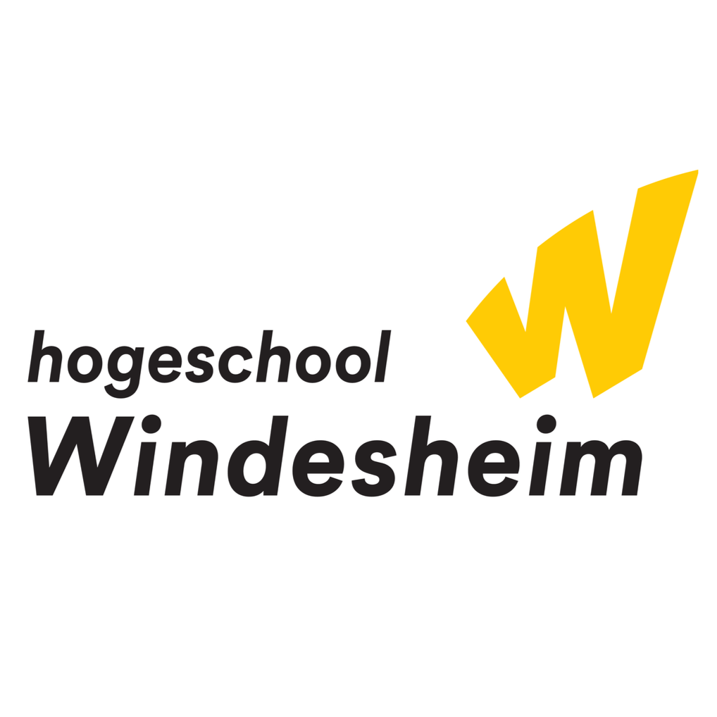 Logo van Hogeschool Windesheim met de tekst 'hogeschool Windesheim' en een gele W-vormige afbeelding.