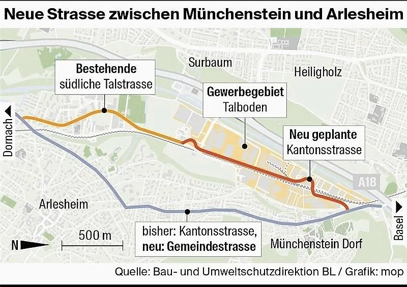 Kantonshauptstrasse im Tal