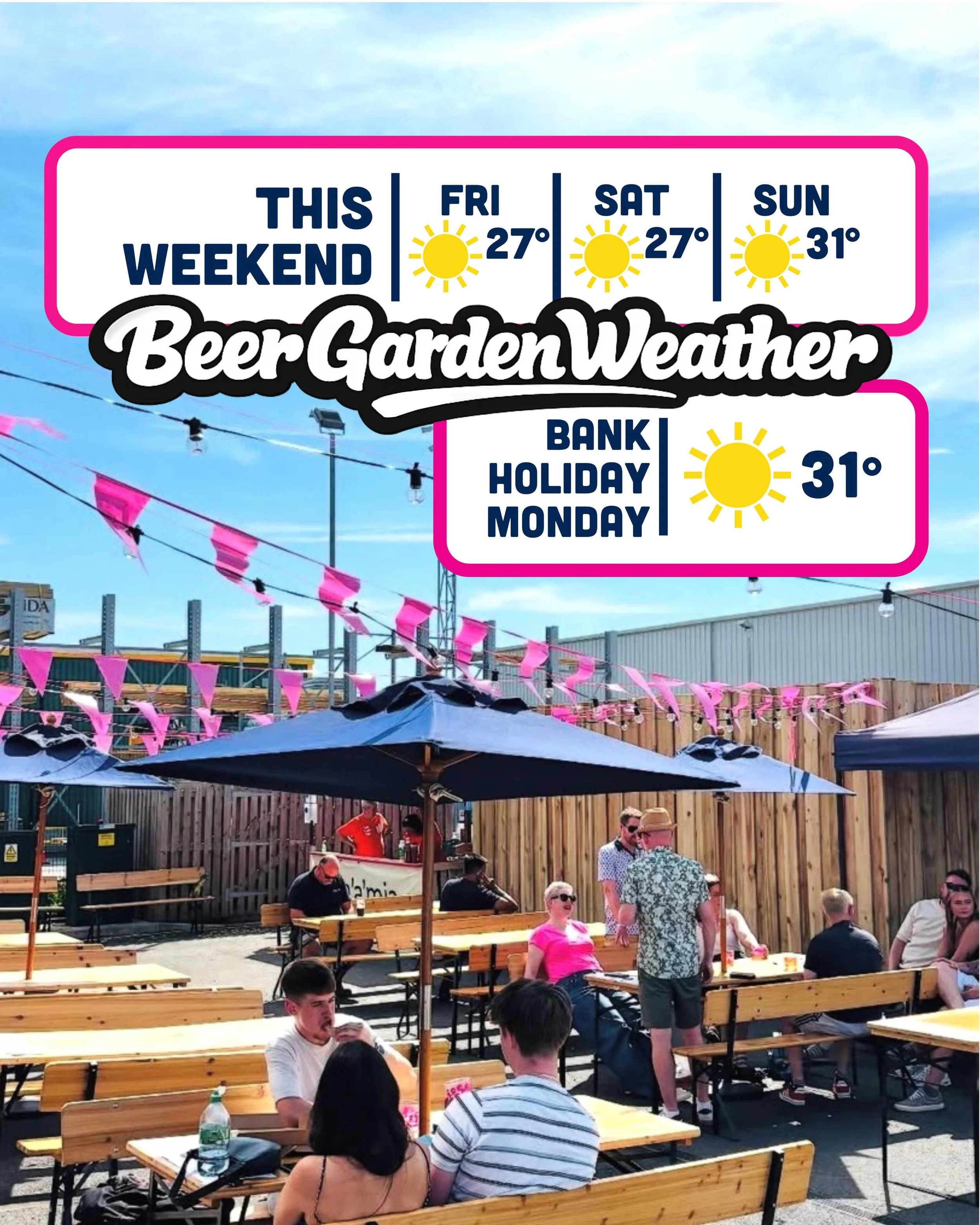 It's a HOT one this weekend, stay cool in our @the_tiny_tap ☀️ Sunshine &amp; Cold Beer 🍻

  O P E N
  Friday  12 > 9.30pm
  Saturday  12 > 9.30pm
  Sunday  3 > 8pm
 
See you at the bar!