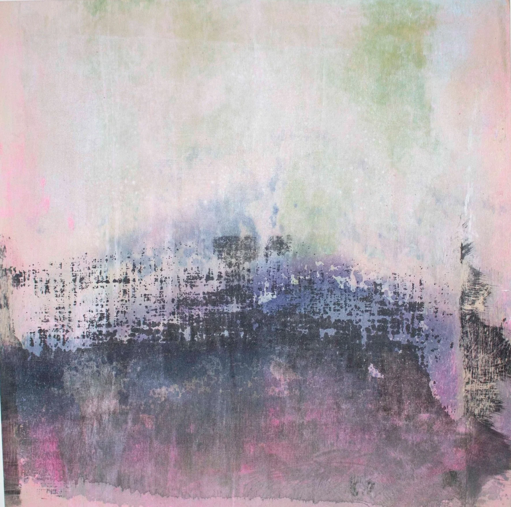 Pink, navy, green and white abstract artwork