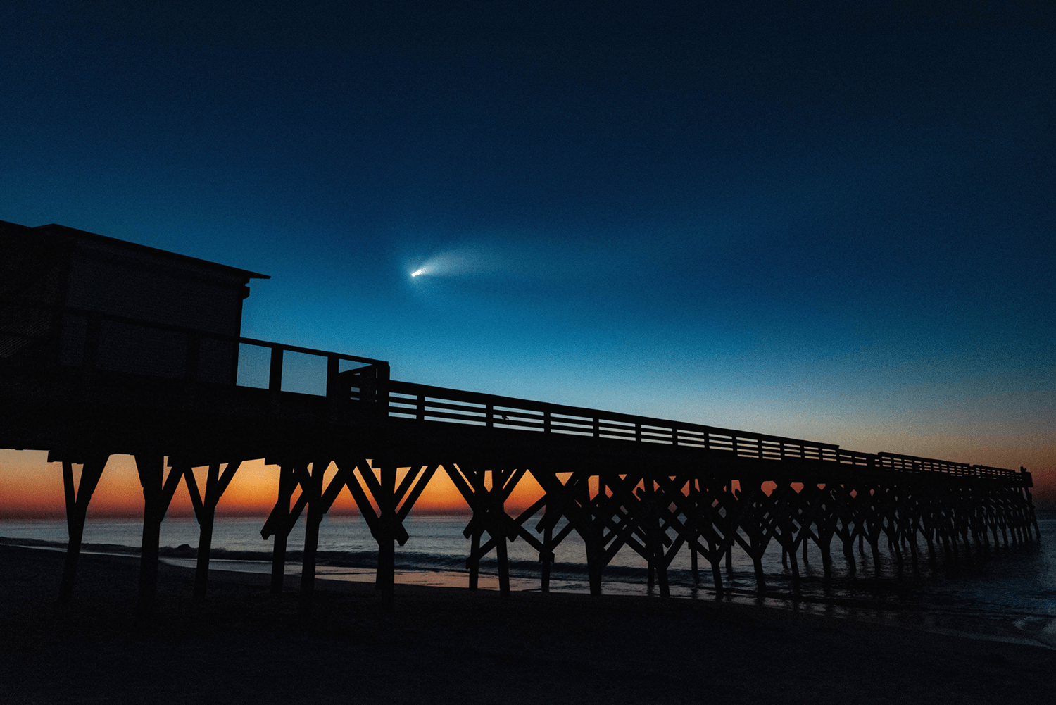 Rocket Launch over Crystal Pier in Wrightsville Beach, N.C.