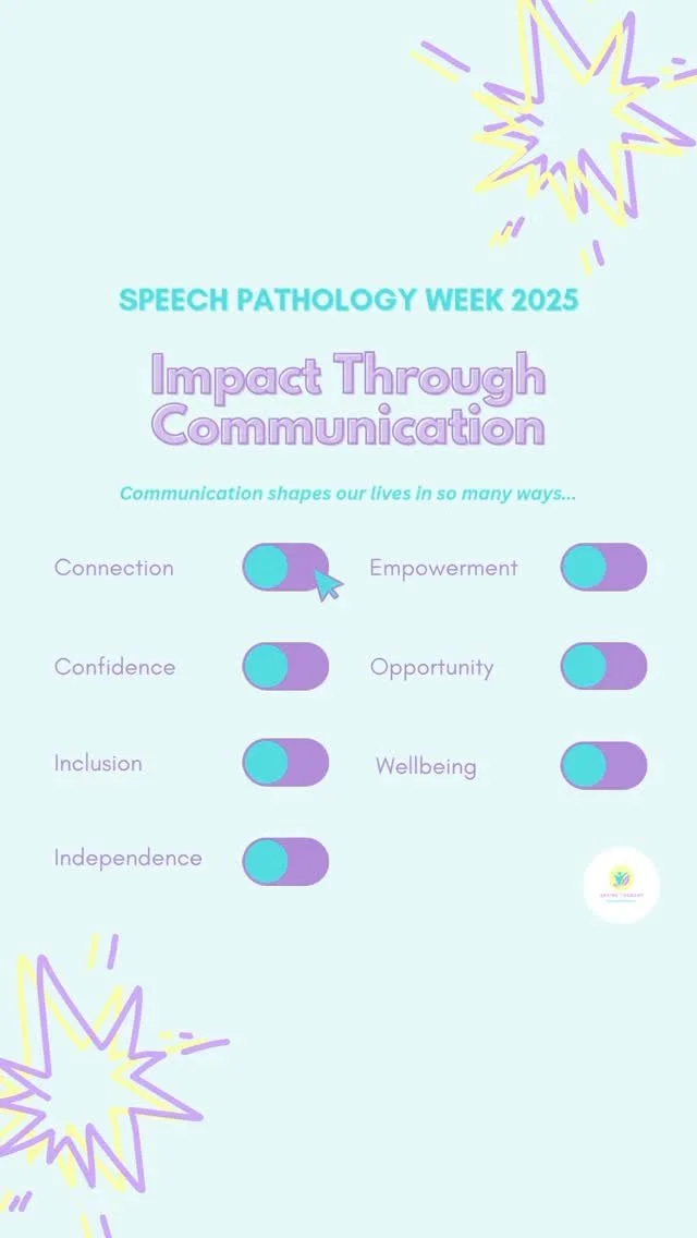 β¨ It’s Speech Pathology Week 2025! β¨
This year’s theme is “Impact through Communication” π¬ - highlighting the many ways communication shapes our lives.
Each day this week we’ll be sharing stories and insights around: