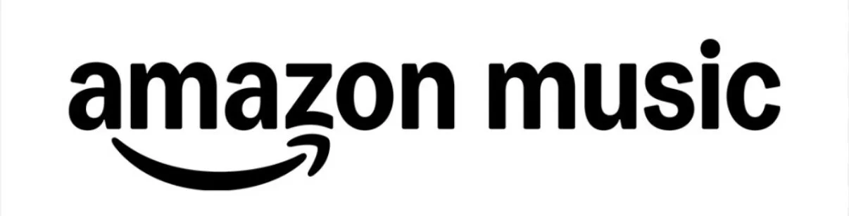 Amazon Music logo with the words 'amazon music' in black lowercase letters and a curved arrow beneath.