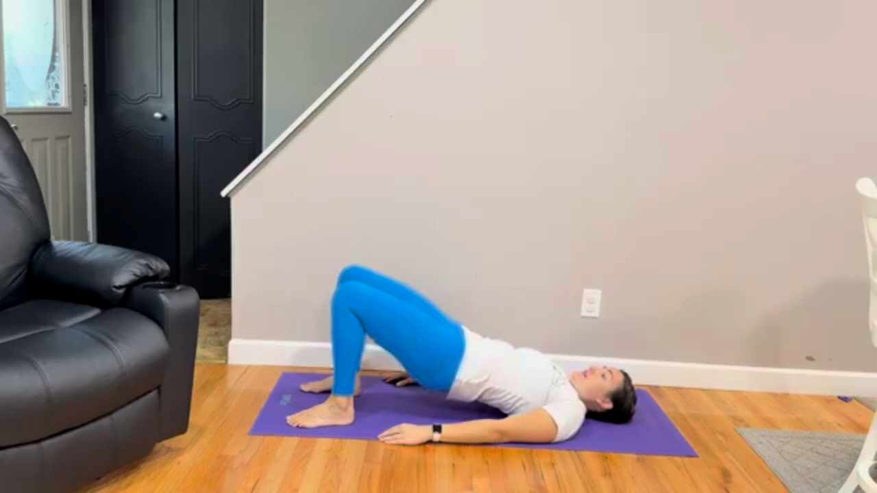 Demonstration of postpartum recovery with gentle movement and pelvic floor exercises