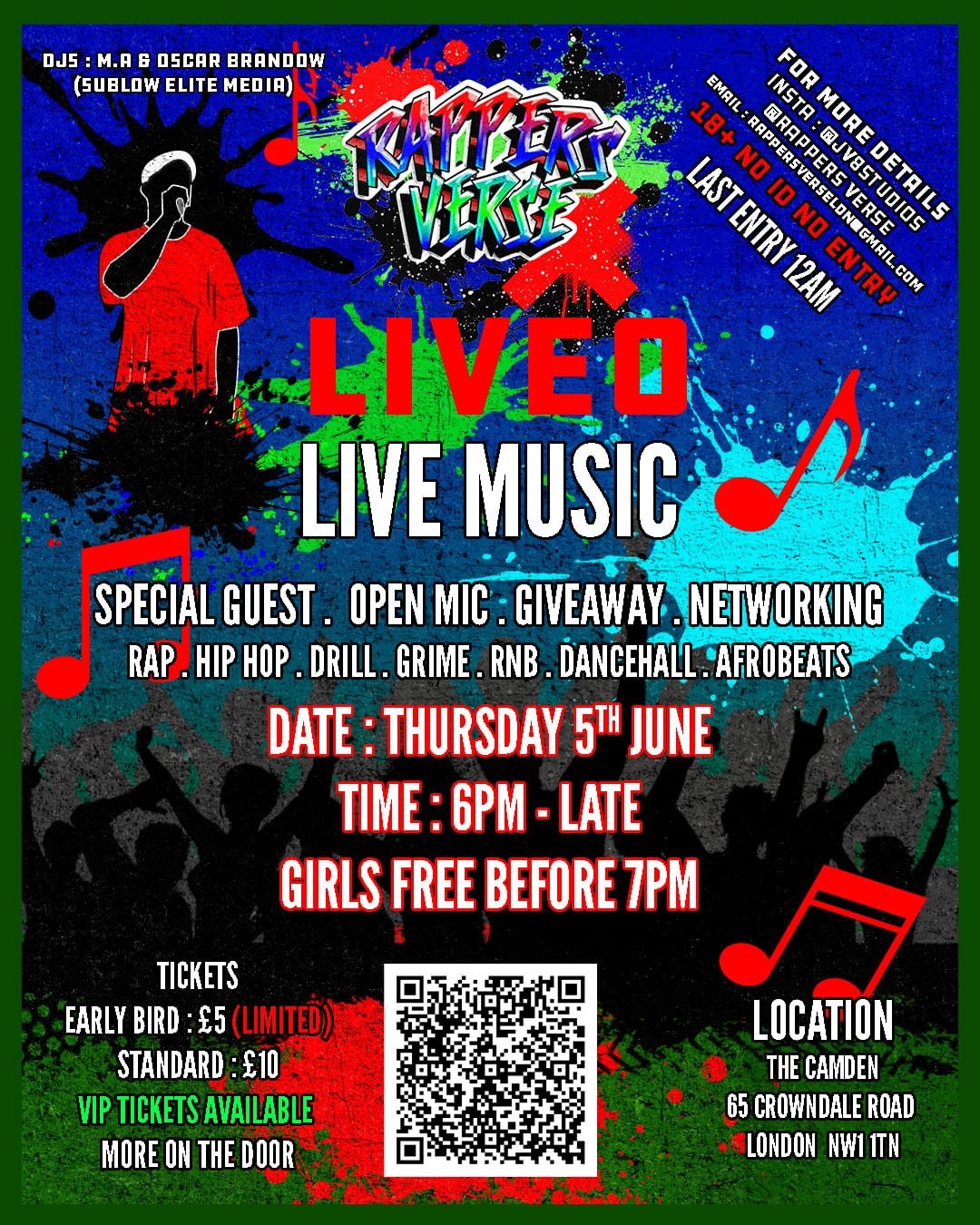 Rappers Verse LIVE at The Camden | 5th June | Open Mic, Hip-Hop & More