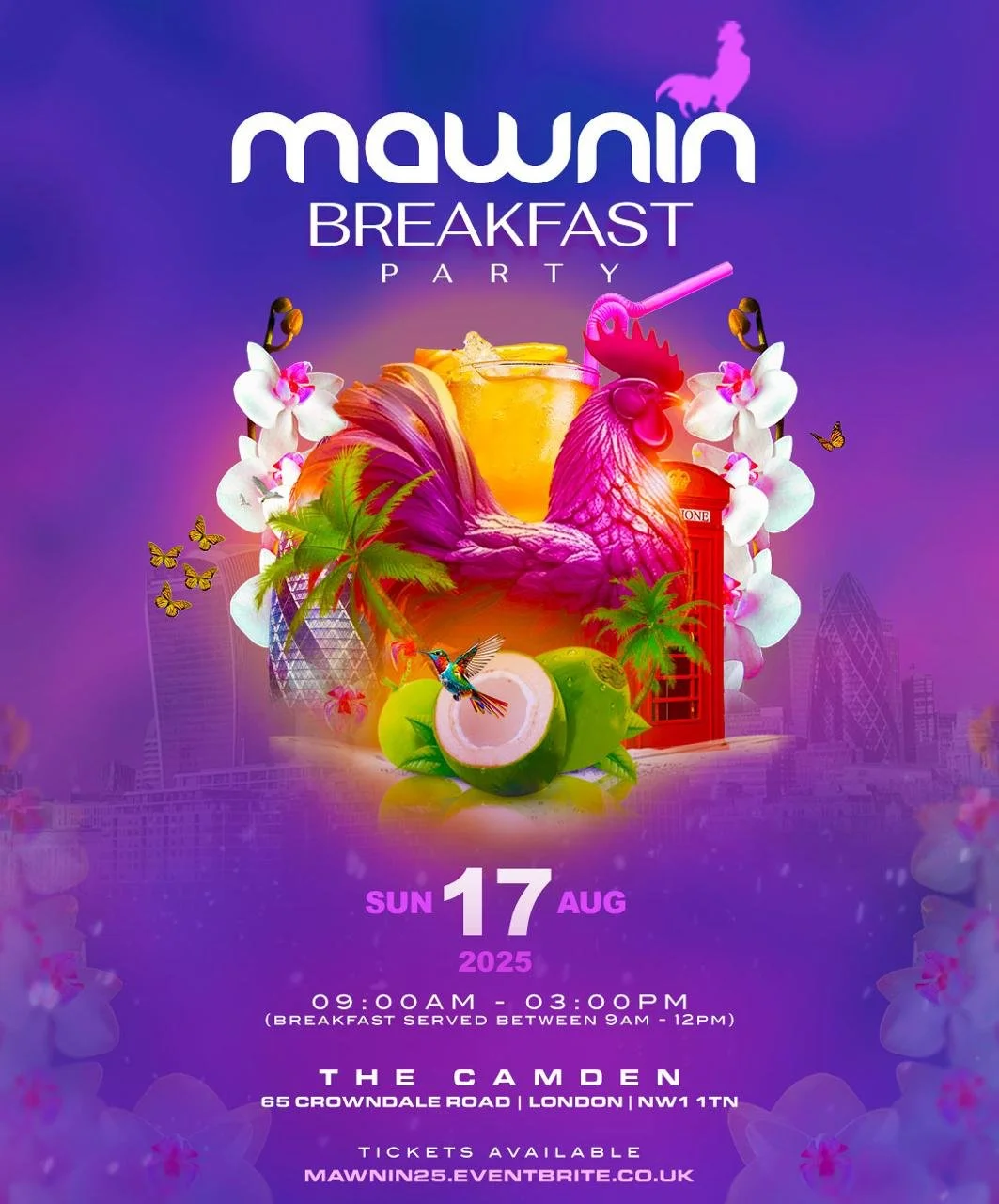 Mawnin Breakfast Party – Caribbean Day Party at The Camden | 17 Aug 2025