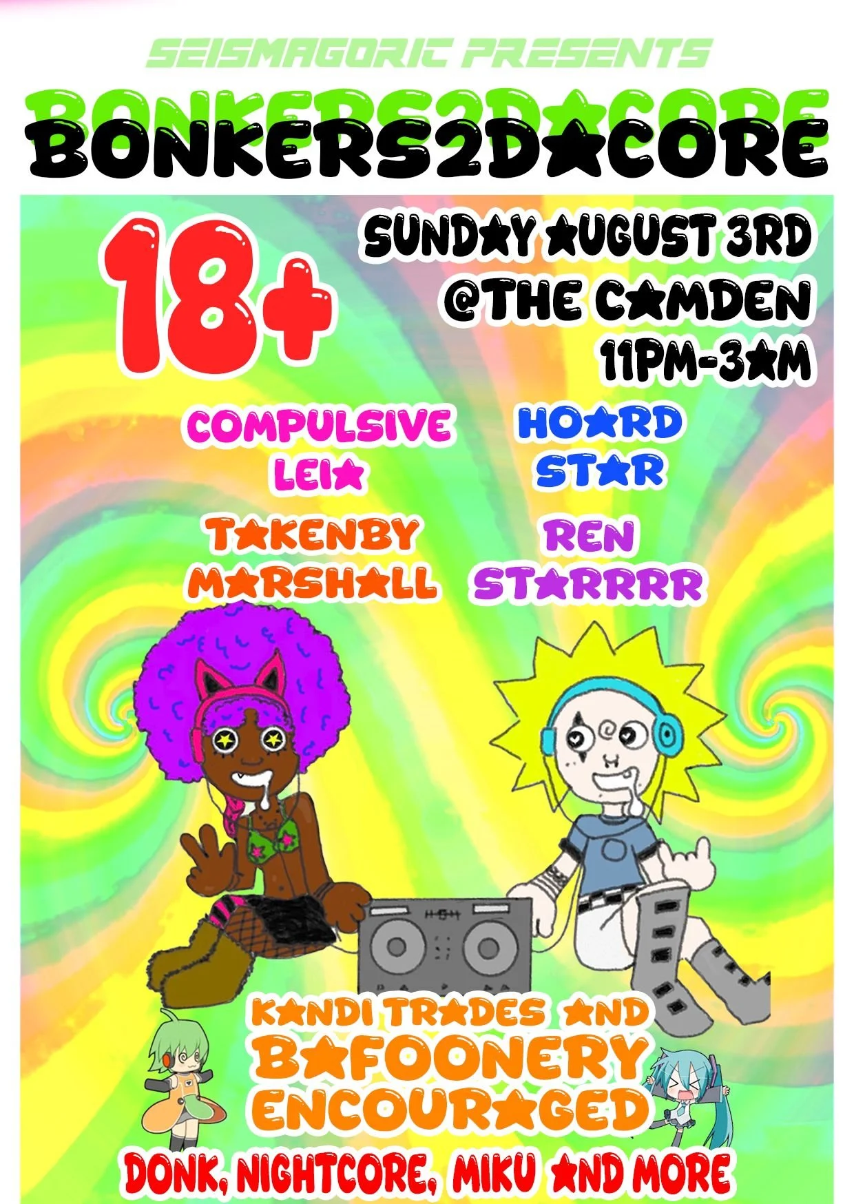 SEISMAGORIC Presents: BONKERS2DACORE – Neon Mayhem at The Camden