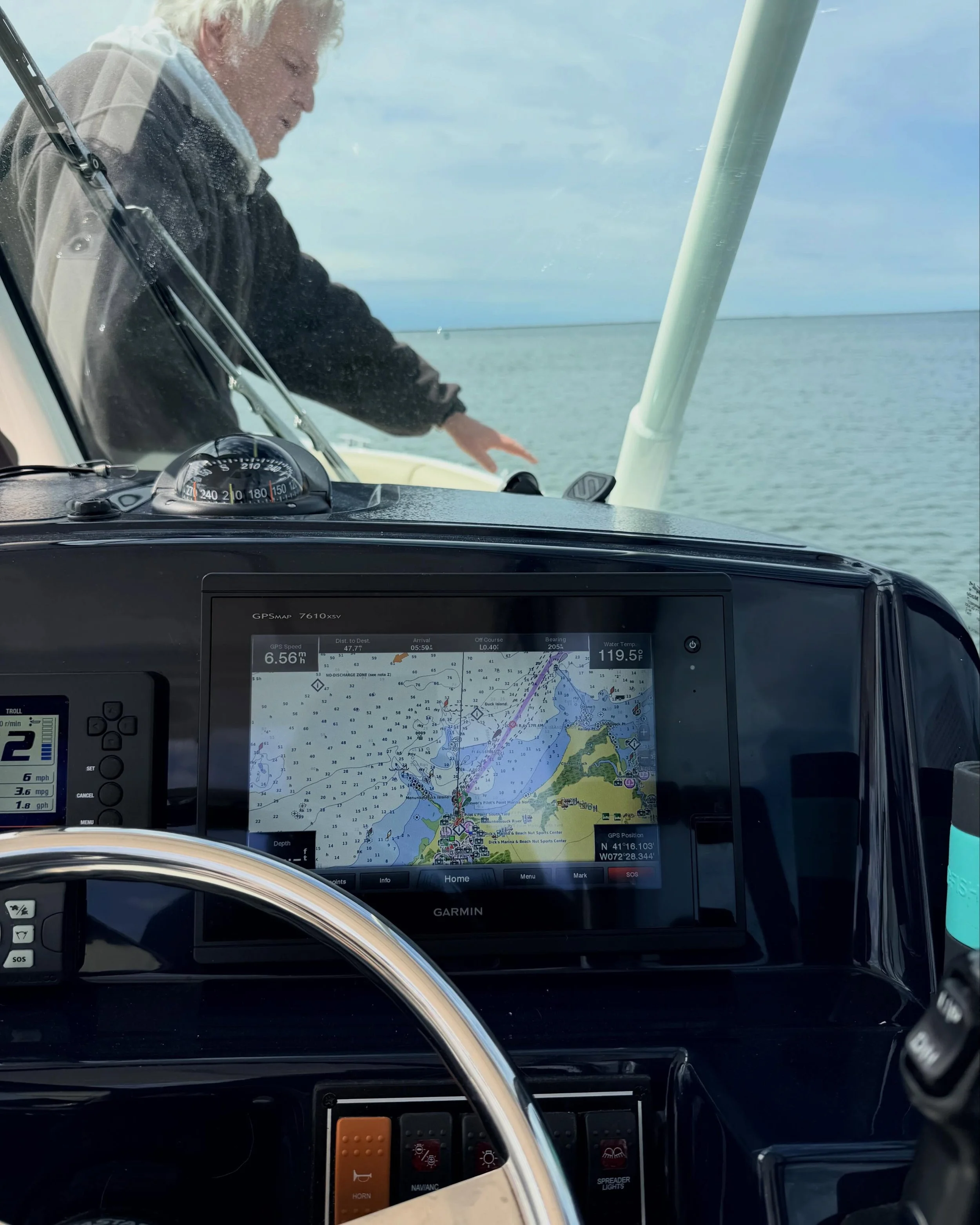 Hit the ground running now that I&rsquo;m back in New England. He&rsquo;d to do a 48 mile spring refresher training/delivery of a long time clients 27&rsquo; Pursuit.
It was a little chilly and a little bumpy at times, but overall a great trip. Happy