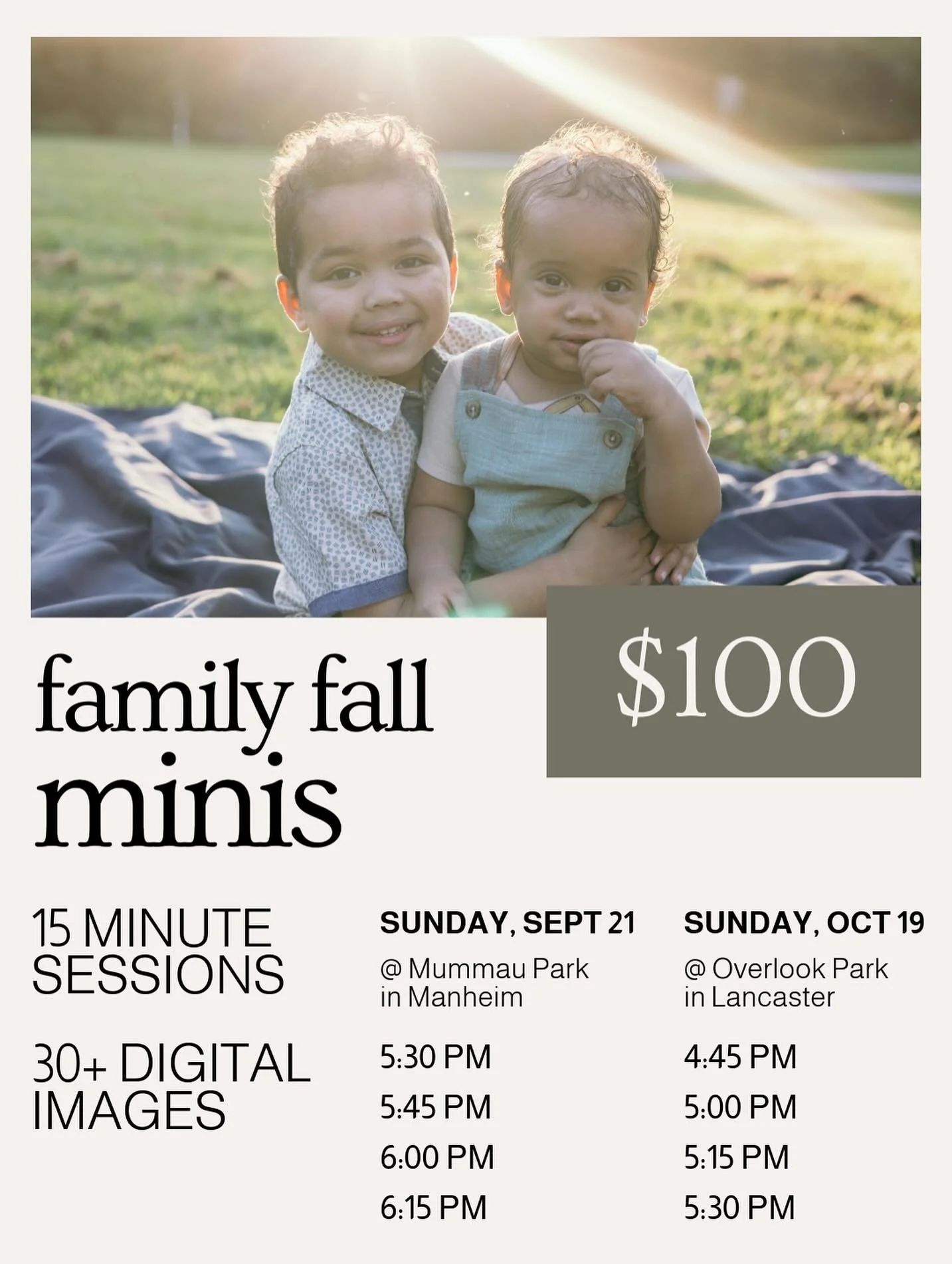 Fall family minis are here!!! Dm to claim your spot ✨ these are perfect for updating your family photos, including individual portraits of your children and a few couples portraits for mom and dad too!