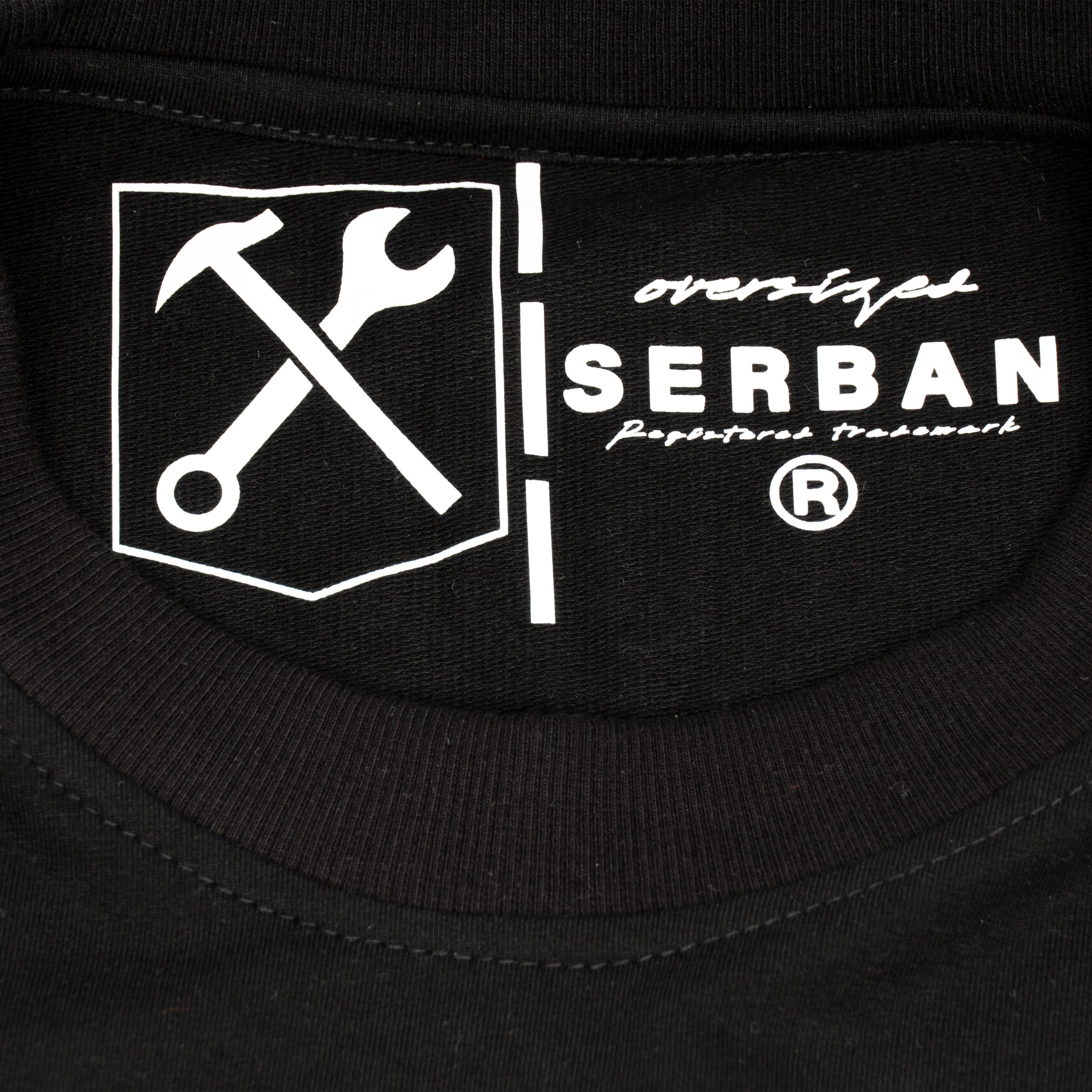 Black printed oversized t-shirt, made from cotton and elastane. Premium quality streetwear. From the clothing brand, Serban.