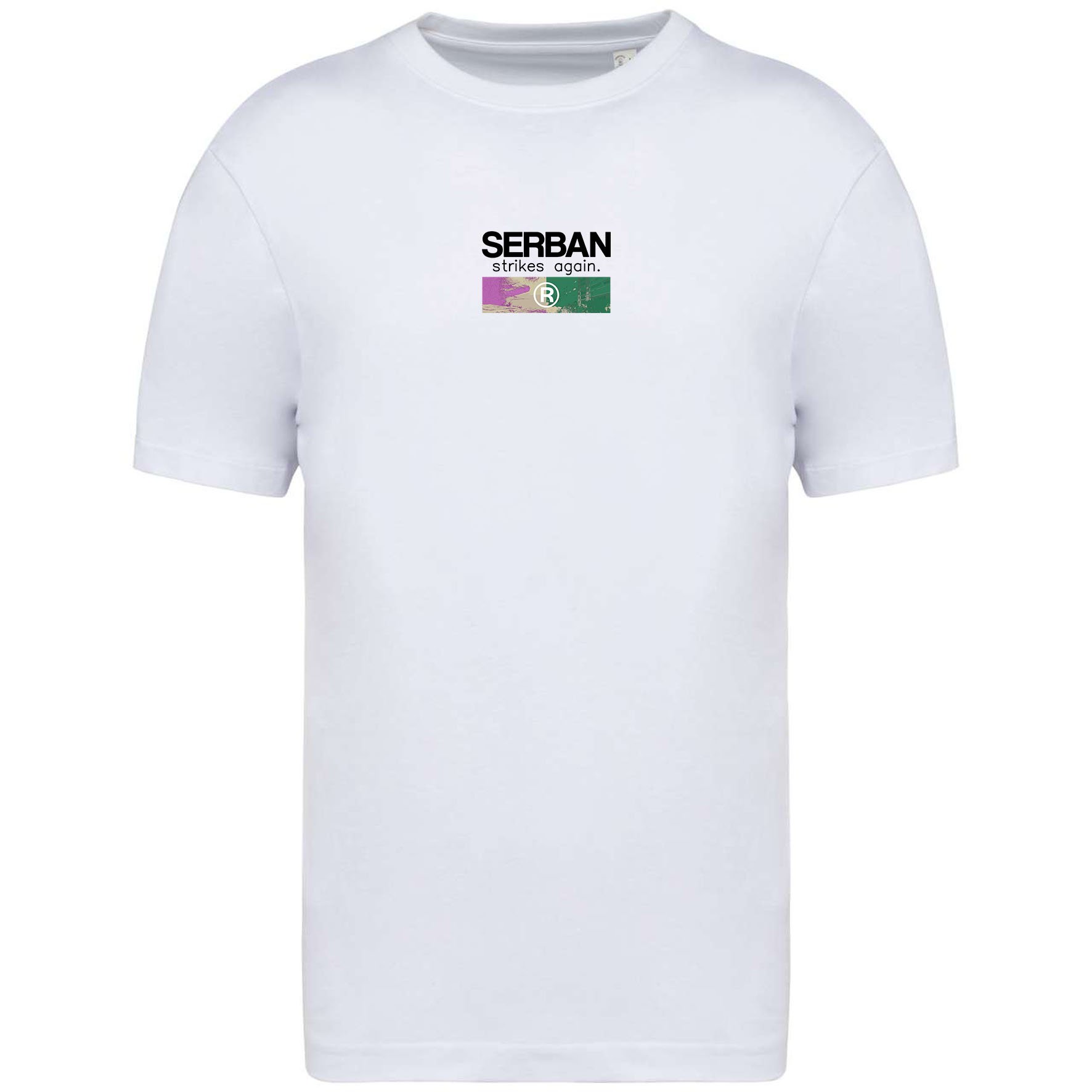 Oversized, white, Serban t-shirt, made out of 100% cotton, perfect for casual wear or streetwear with a modern, abstract graphic