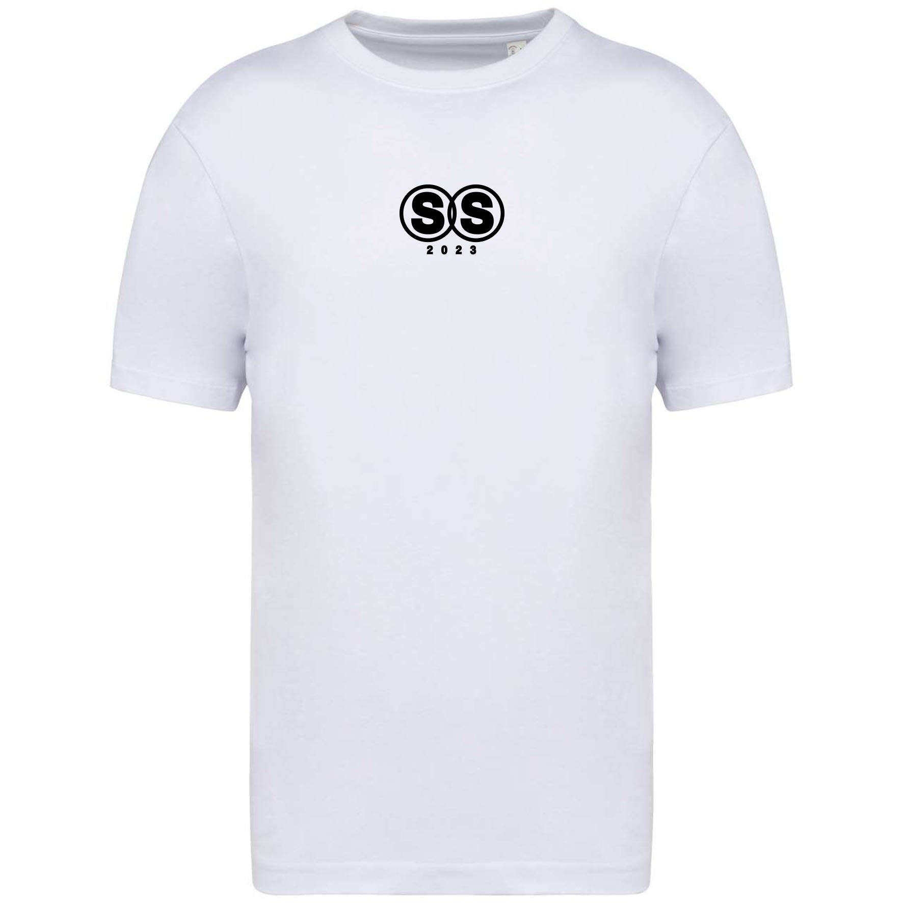 White, oversized t-shirt from Serban, which features a hand-drawn, bold, modern design, with the sport of clay pigeon shooting. It's perfect for everyday wear