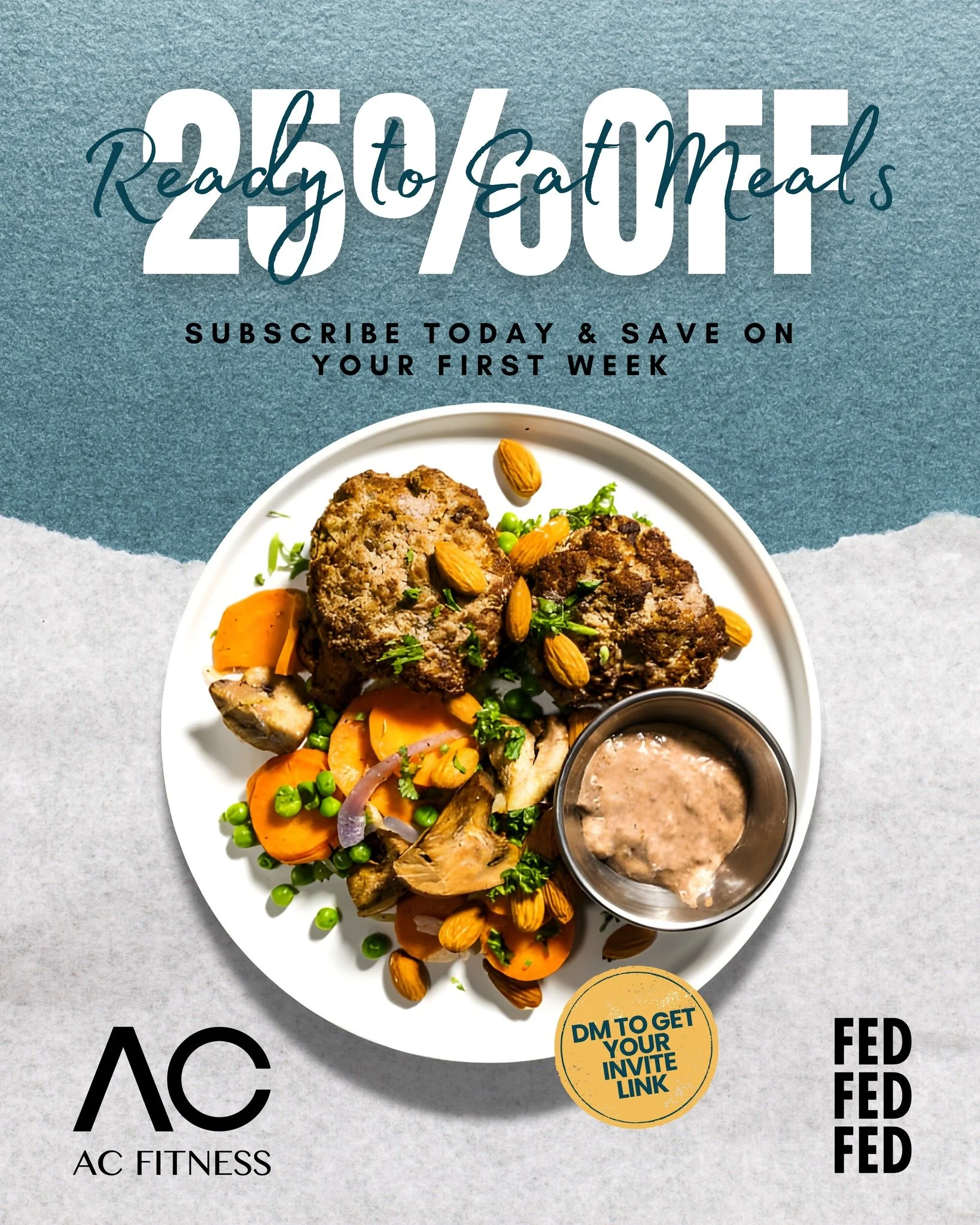 Say goodbye to meal prep stress! 🥗
With Fed Fed Fed x AC Fitness, you&rsquo;ll get healthy, ready-to-eat meals delivered straight to your door.

Sign up now and enjoy 25% OFF your first week.
💬 DM me for your invite link!

#HealthyMeals #MealDelive