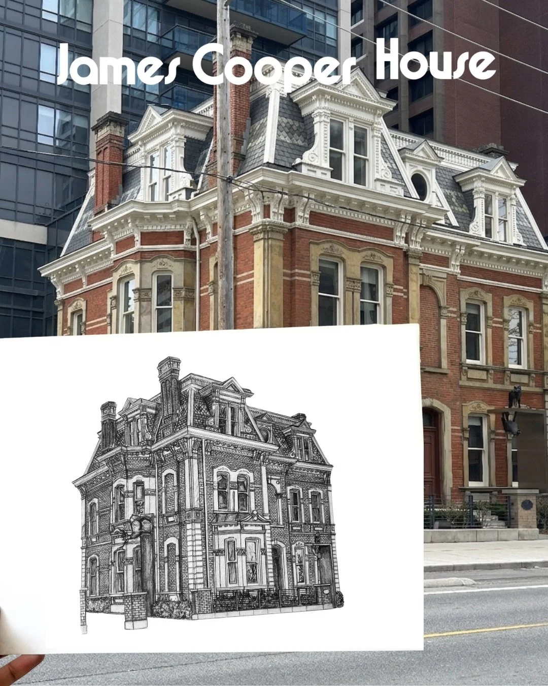 📍James Cooper House 

When I went on site to photograph the James Cooper Mansion for reference, a massive tree was blocking the exact angle I wanted. So I did what the modern world does and removed it in AI. But gave me a headless animal I was thoug
