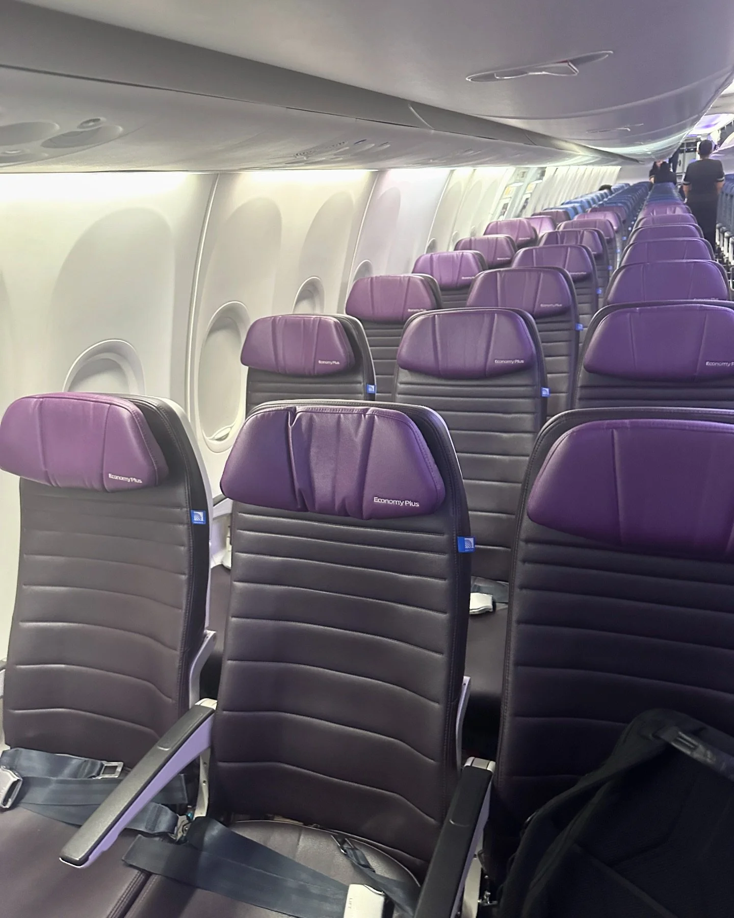 The new purple seats for the economy plus cabin on @united look amazing! Today I am on a @boeing 737-Max8 #n27252 servicing flight #ua2046 from MCO-EWR! This flight does continue to MSP as well. 

#united #unitedairlines @united @ualwelcomeaboard @bo