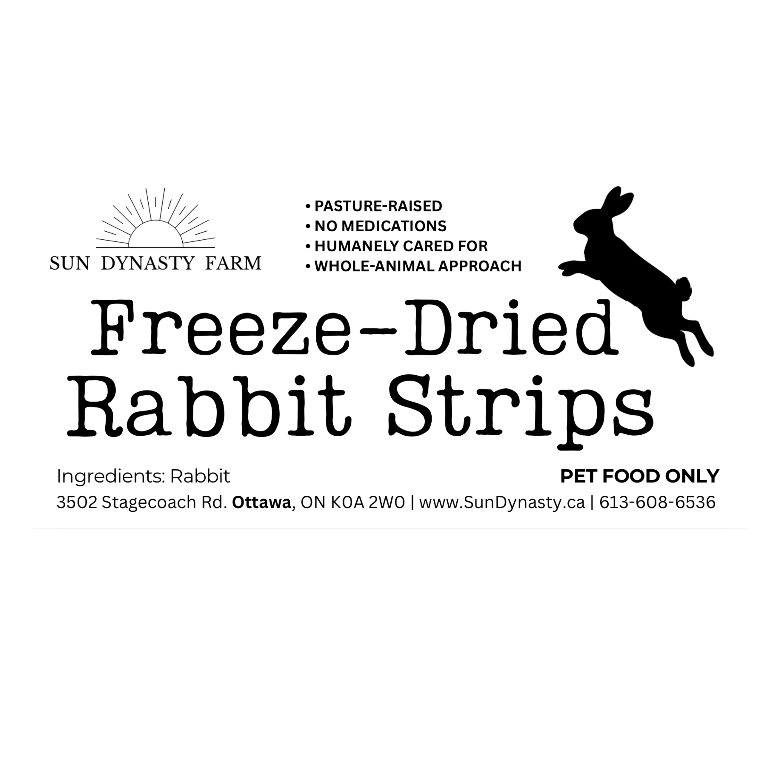 Freeze dried rabbit strips for cats and dogs