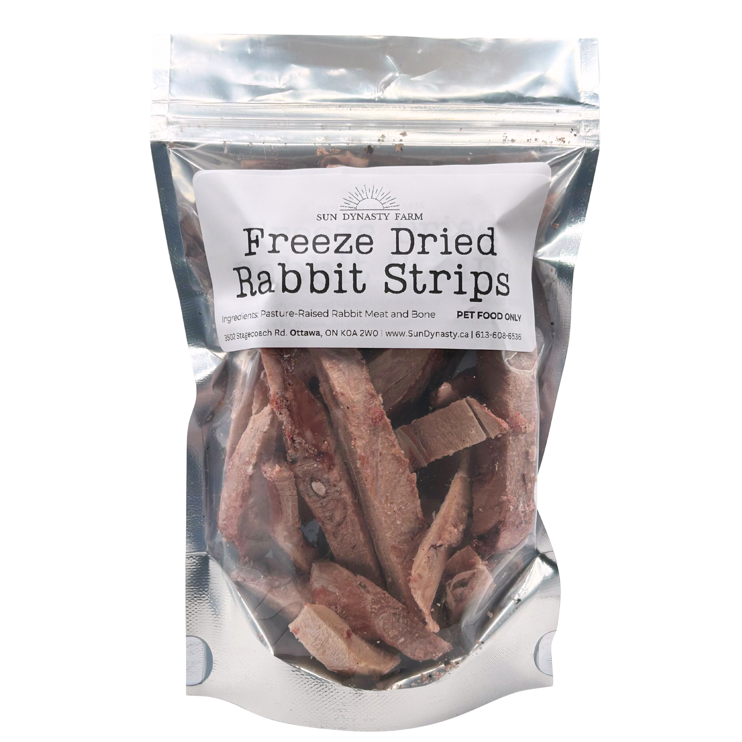 Freeze dried rabbit strips for cats and dogs