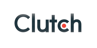 Clutch logo with black text and a red dot over the 'u'.