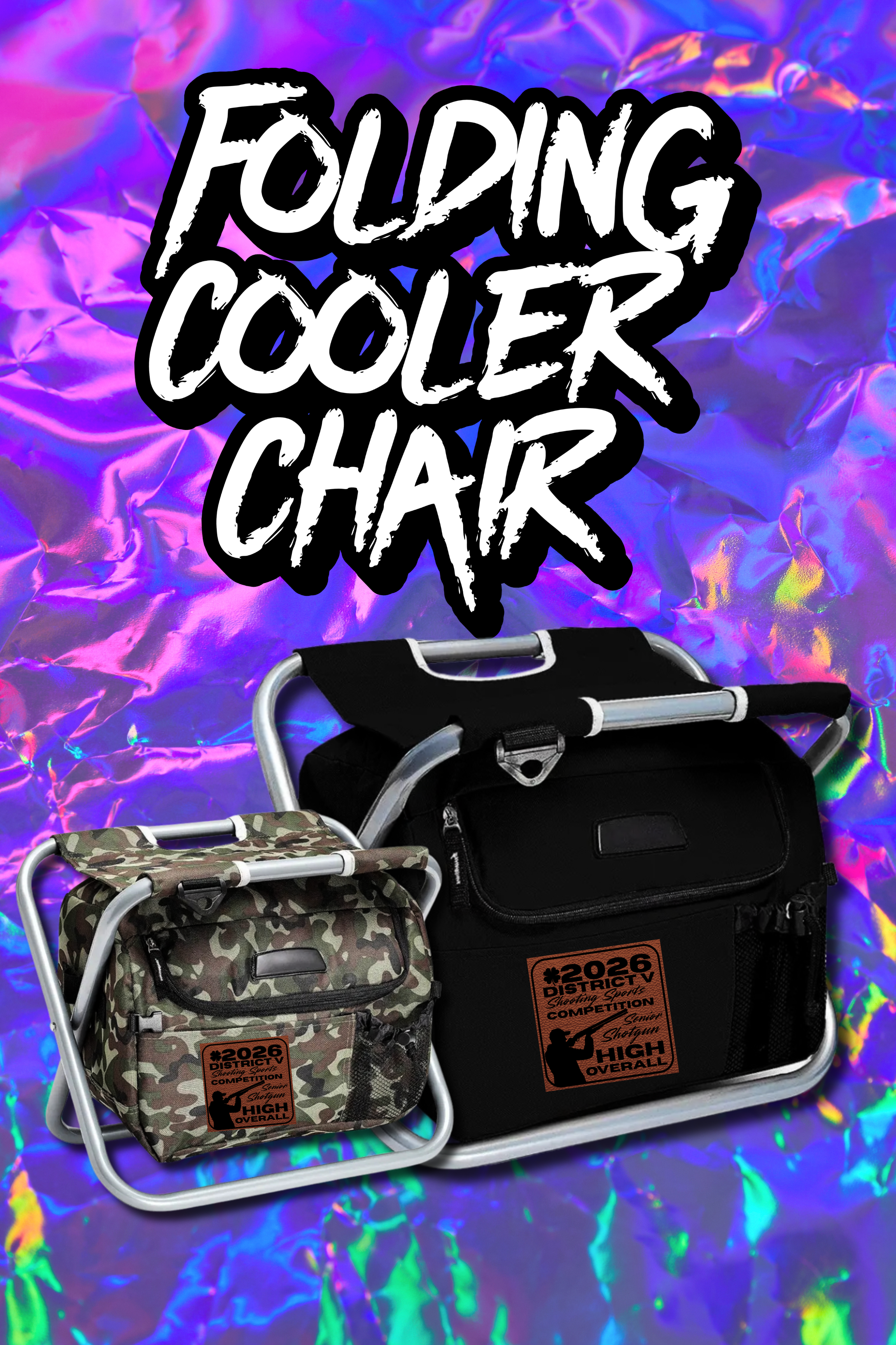 Folding Cooler Chair w/Custom Leatherette Patch