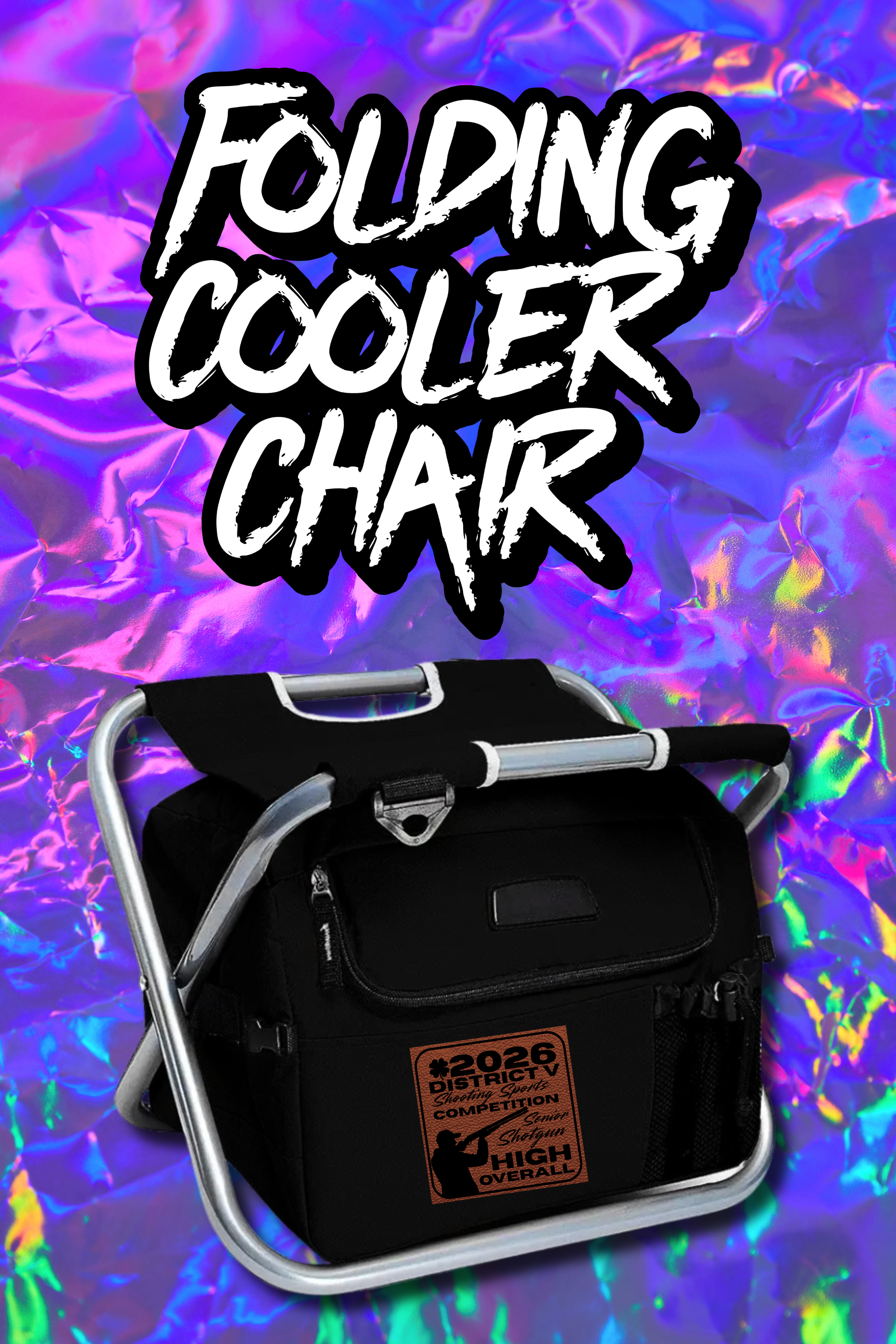 Folding Cooler Chair w/Custom Leatherette Patch