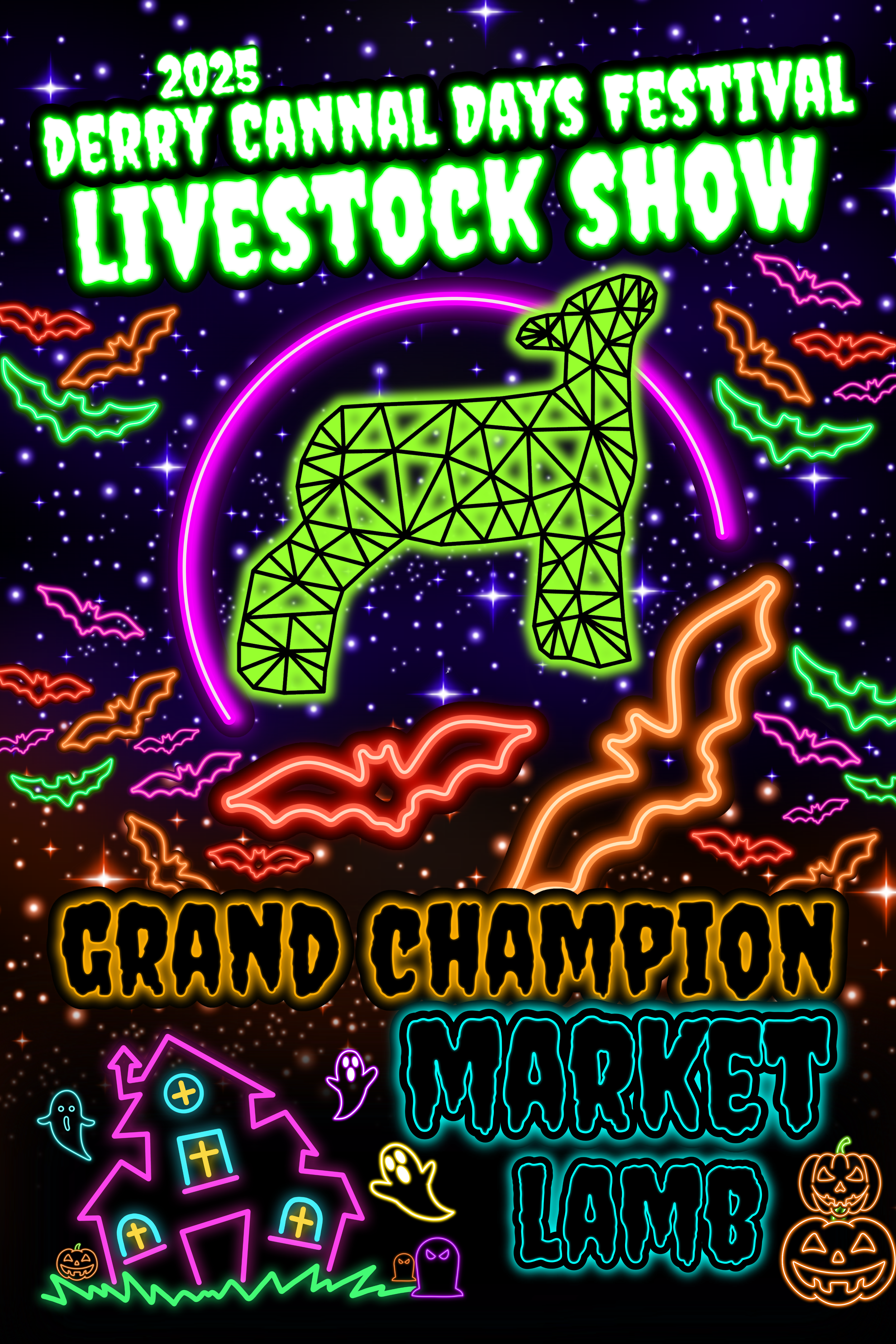Neon Halloween Livestock Champion Banner